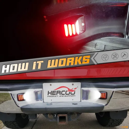Miniatura 4 de HERCOO Lámpara LED blanca para placa de matrícula con tubo de neón OLED rojo, luces traseras compatibles con Tacoma 2005-2015 y camioneta Tundra