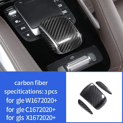 Miniatura 7 de Marco de panel de cambio de marchas de fibra de carbono real para consola central de automóvil, cubierta protectora para Mercedes Benz GLE W167 GLE