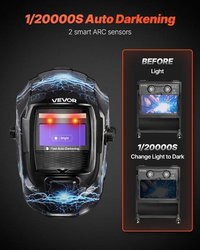 Miniatura 3 de VEVOR Casco de Soldadura de Oscurecimiento Automático, 3.66" x 1.69" Capucha de Soldadura de Color Verdadero, Máscara de Soldador con Energía Solar