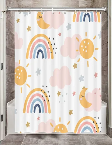Miniatura 13 de Cortina de ducha con diseño de mariposas, diseño floral, moderna, femenina, para baño, accesorios de baño para niños con ganchos, 47 x 64 pulgadas