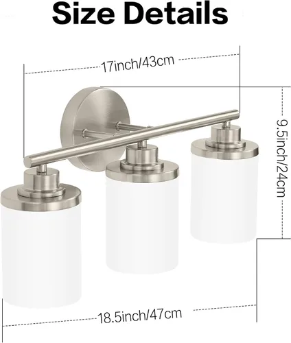 Miniatura 4 de Lámparas de baño, luces de baño negras mate, luz de tocador de 4 luces sobre espejo, moderna lámpara de tocador con vidrio esmerilado