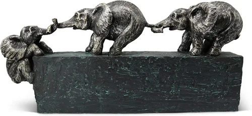 Vaudagio Escultura "Family Ties" - Símbolo atemporal de la unión familiar y del equipo - Adorno de 17 pulgadas de largo - Estatua de elefante como