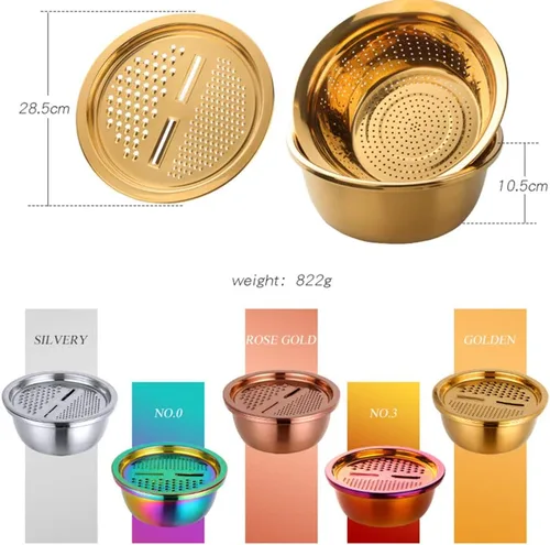 Miniatura 7 de Juego de colador multifuncional 3 en 1, rallador de cocina de acero inoxidable, cesta de drenaje/lavabo inferior para lavar arroz, frutas, verduras