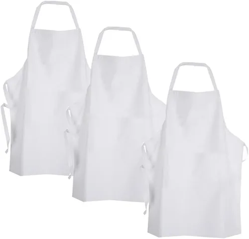 CHEFSKIN Juego de 3 delantales de tela blanca para decorar con marcador, pintura, planchar o bordar para niños pequeños de 4 a 8 años, Blanco