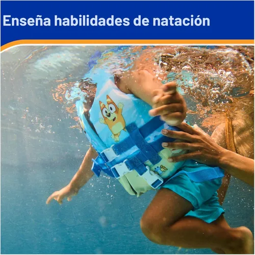 Miniatura 4 de SwimWays Bluey Chaleco salvavidas aprobado por la Guardia Costera de Estados Unidos, chaleco de natación para niños de 33 a 55 libras, azul