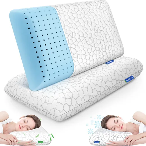 Miniatura 12 de CushZone Almohadas de espuma viscoelástica para dormir, almohada de cama con funda extraíble y lavable a máquina, almohada de cama para dormir