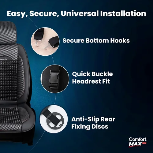 Miniatura 9 de Fundas de asiento con cuentas para automóviles, transpirables con masaje, antisudor y soporte de espalda. Fundas de asiento de madera con cuentas