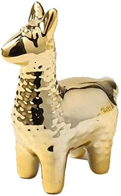 NWFashion Estatuas de animales pequeños dorados, decoración del hogar, estilo moderno, adornos decorativos dorados (Alpaca)