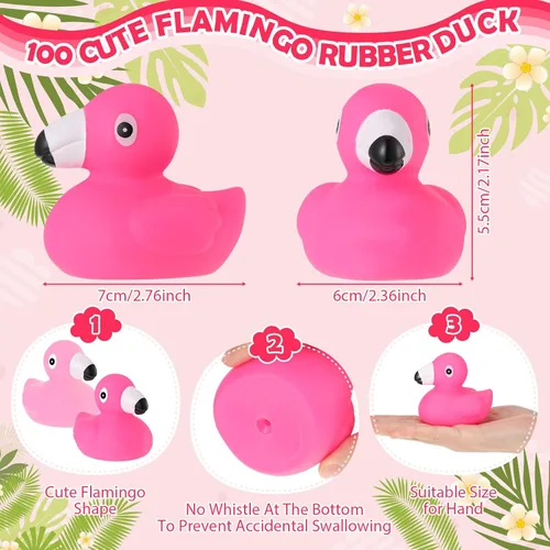 Miniatura 2 de Jerify Pato de goma flamenco a granel rosa rosa claro flamenco baño flotante verano playa patos de goma para fiesta de ducha, premios de decoración