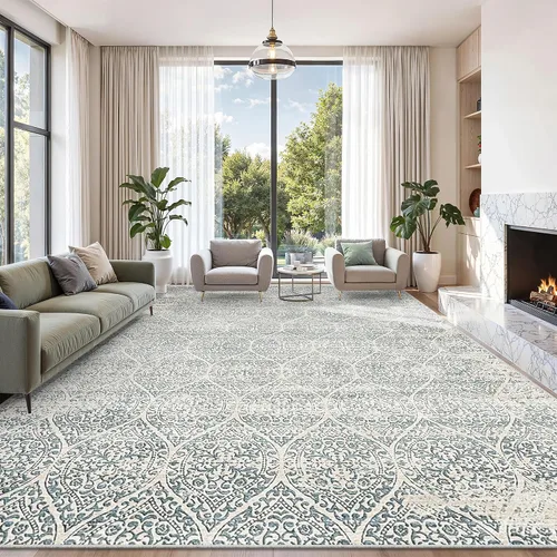 Miniatura 29 de Soalmost Alfombras de área de 5 x 7 pies para sala de estar, alfombras lavables florales beige para comedor, dormitorio, oficina en casa, alfombra