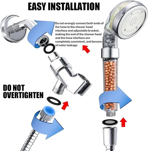 Miniatura 7 de NOSAME - Cabezal led para ducha, con filtro de agua de alta presión y ahorro de agua, 7 colores que cambian automáticamente sin necesidad