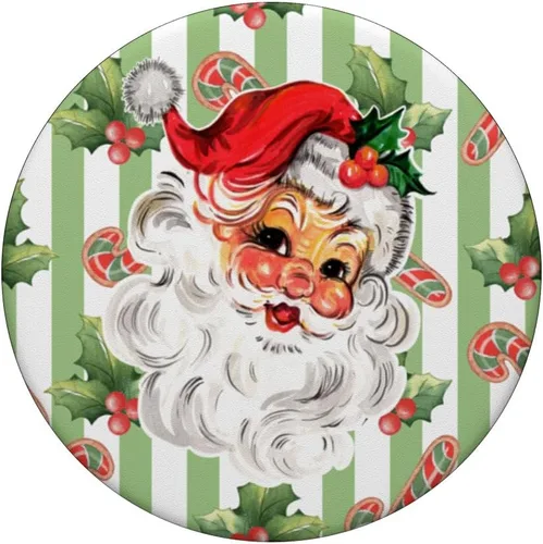 Miniatura 3 de PopSockets PopGrip estándar de rayas de bastón de caramelo navideño de Papá Noel