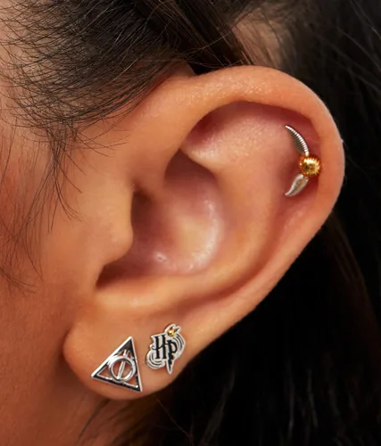 Miniatura 2 de Harry Potter Jewelry 3 Pair Earrings Sets Gold Plated Silver Plated Studs - Deathly Hallows and Golden Snitch
