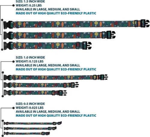 Miniatura 3 de buckle-down 9 – 15" Navidad Ornamentos/copos de nieve azul/blanco/multi color de plástico Clip Collar, Small