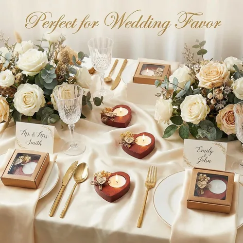 Miniatura 3 de 12 velas de boda con forma de corazón de madera rústica, regalos de agradecimiento para aniversario de invitados, decoración de fiesta de compromiso