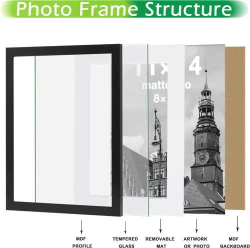 Miniatura 4 de FrameWorks Marcos de fotos clásicos de madera 4x6 con vidrio templado, color negro, paquete de 2