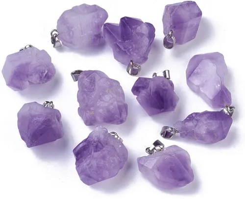 Miniatura 8 de KitBeads 30 dijes de piedra de amatista natural de piedra de piedra curativa de amatista para collares, aretes, joyería