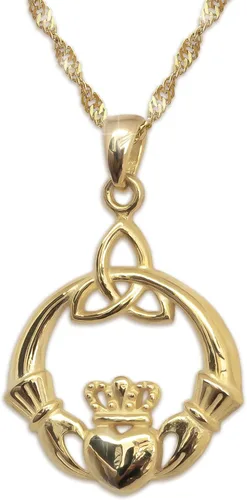 Miniatura 10 de 925 Sterling Silver Irish Claddagh Necklace - Trinity Celtic Knot Pendant with 20" Inch Chain - Hands Holding Heart Crown Charm - Love Celtic