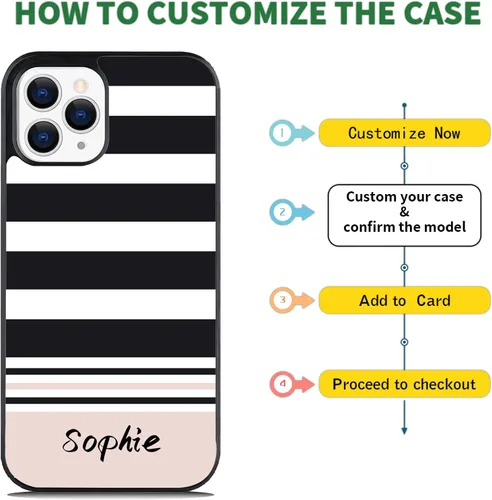 Miniatura 5 de Fundas de teléfono con nombre personalizado compatibles con iPhone 5/6/7/8/Plus/X/Xs/Xr/11/12/13/14/mini/Pro/Max, Samsung Galaxy S20/S21/S22 Nombre