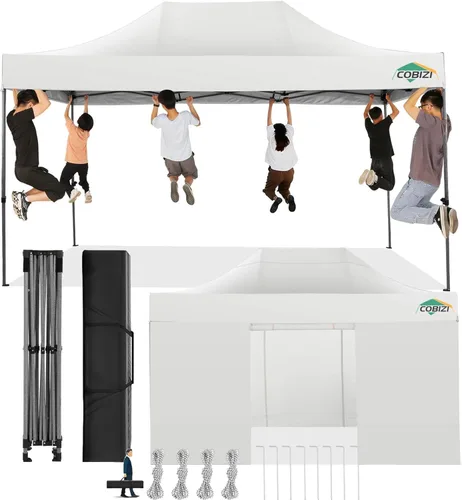 Miniatura 44 de COBIZI Toldo desplegable de 6.6 x 6.6 pies sin pared lateral, toldo resistente UPF 50+ para todas las estaciones, resistente al viento e Azul