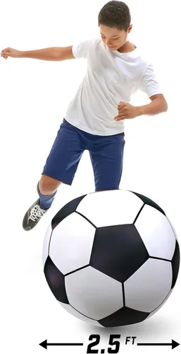 Miniatura 3 de GoFloats Balón de Fútbol Inflable Gigante - Hecho de Vinilo de Grado Balsa Premium, Blanco y Negro 2.5 pies