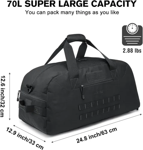 Miniatura 3 de G4Free Mochila táctica grande de 70L para hombre, mochila deportiva para gimnasio con compartimento para zapatos, mochila militar Molle (negro)