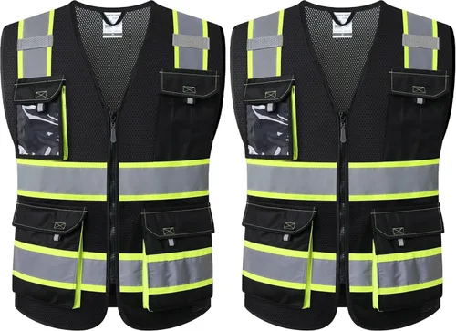 Miniatura 8 de JKSafety - Chalecos de seguridad reflectantes de alta visibilidad para hombres y mujeres, con bolsillos, ropa de seguridad de malla
