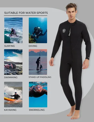 Miniatura 5 de Trajes de neopreno Lemorecn para hombre de 3/2 mm, traje de buceo de cuerpo entero