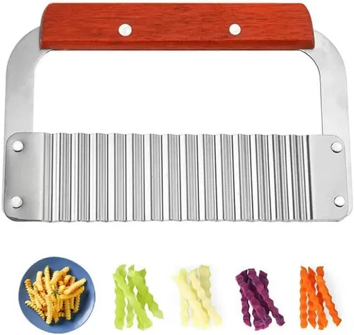 Miniatura 7 de Cortador grande de acero inoxidable resistente para papas, zanahorias y frutas, verduras, papas, cebollas (estilo rojo II, 1 unidad)