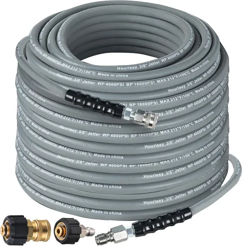 Miniatura 10 de Hourleey - Manguera de lavadora a presión de 50 pies x 3/8 pulgadas con conexión rápida, manguera de lavadora eléctrica de alambre de alta