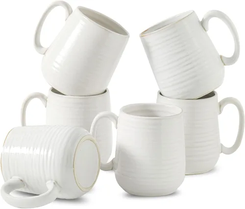 Miniatura 17 de Juego de 4 Tazas de Café de HASENSE, Tazas de Cerámica de 12 Oz con Mango Grande, Juego de Tazas Rústicas Coloridas para Café, Té, Coco, Café