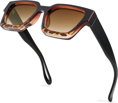 Miniatura 92 de FEISEDY Gafas de sol cuadradas retro de los años 90 para mujeres y hombres, gafas de sol rectangulares gruesas de moda con protección UV400 B2385