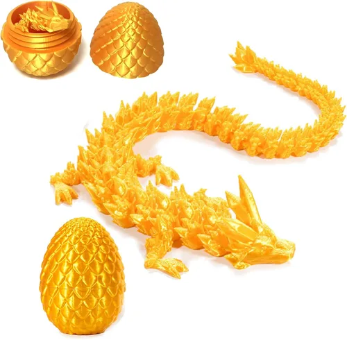 Miniatura 13 de Huevo de dragón impreso en 3D, juguete misterioso de dragón de cristal, dragón articulado, decoración de escritorio para el hogar, huevos