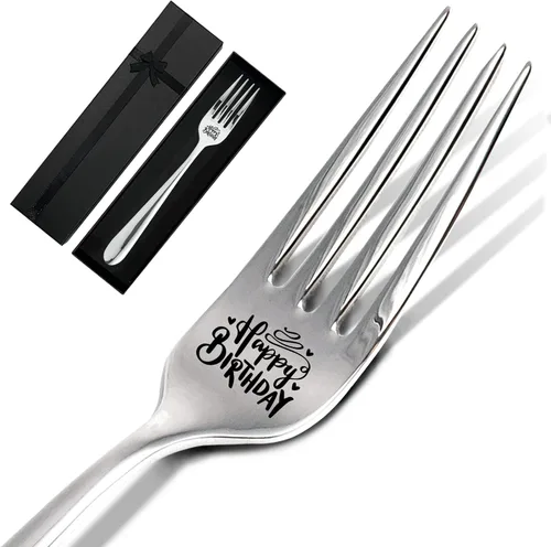 Miniatura 6 de May The Fork Be With You, divertido tenedor de postre de acero inoxidable grabado con caja de regalo