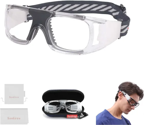 Miniatura 14 de SooGree Sports Glasses - Racquetball Goggles Basketball Football Eye Protective Almohadilla de nariz blanca con marco gris G8042