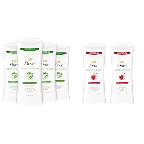 Dove Advanced Care - Desodorante antitranspirante Cool Essentials, paquete de 4 unidades y Revive Twin Pack con control de olores de 72 horas y