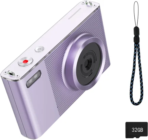 Cámara digital, cámara para niños, UHD 4K 72MP apuntar y disparar cámaras digitales con tarjeta de memoria de 32 GB y zoom digital de 16X anti