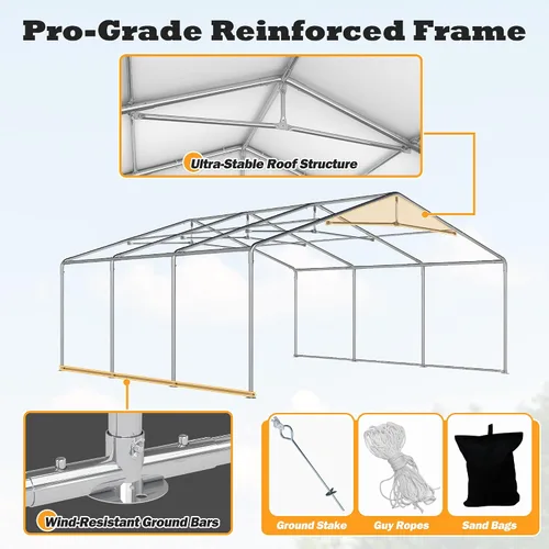 Miniatura 2 de Carpa para fiestas de 20 x 20 pies, resistente, para exteriores, carpa para bodas con paredes laterales extraíbles, refugio para eventos, carpa