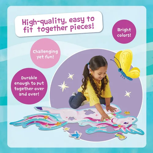 Miniatura 3 de Peaceable Kingdom Rompecabezas de unicornio brillante para el piso, 1 EA