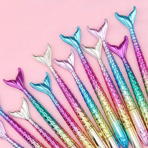 Miniatura 7 de Paquete de 24 bolígrafos de sirena – Bolígrafo creativo de tinta de gel líquido para escuela, hogar, oficina, papelería, niñas, mujeres, compañeros