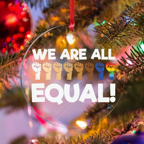 We are All Equal - Adornos de Navidad bisexuales, orgullo arco iris, gay, LGBTQ, decoración de árbol de Navidad, recuerdo, novedad gay, adornos de