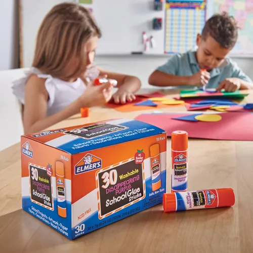Miniatura 5 de Elmer's Barras de pegamento escolar púrpura desaparecidas, lavables, 0.27 onzas, 30 unidades, pósters, regreso a la escuela, paquete a granel