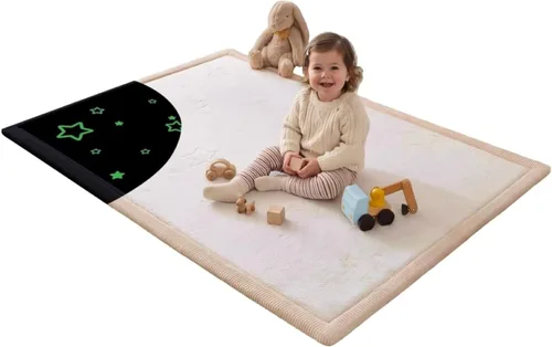 Miniatura 23 de Hakuna Matte - Alfombra de juego prémium para bebé de terciopelo coral ultrasuave con espuma viscoelástica, antideslizante, resistente al agua,