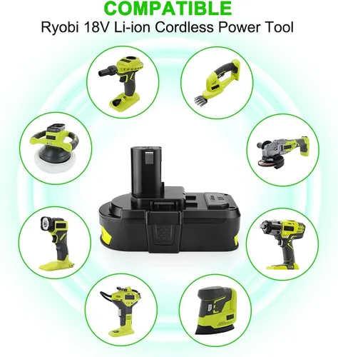 Miniatura 3 de energup Paquete de 2 baterías de repuesto de 3.8Ah para baterías Ryobi de 18 V P108 P104 P105 P102 P103 P122 P109