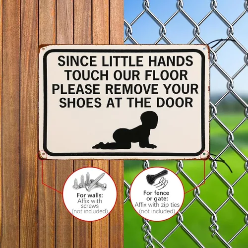 Miniatura 4 de Cartel de metal retro con texto en inglés «Please Remove Your Shoes» para garaje, hombre, cueva, baño, dormitorio, granja, inspirador, arte de pared