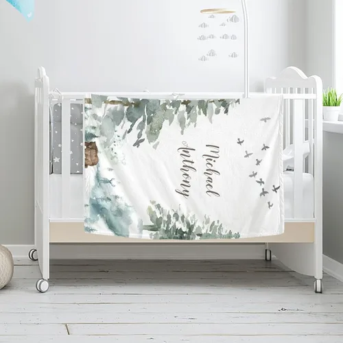 Miniatura 2 de Manta de bebé personalizada con nombre, manta de bebé personalizada para niñas y niños, aventura espera cosas, manta para guardería, manta de oso