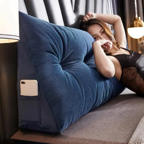 Miniatura 8 de Almohada de lectura suave para reposo en cama, cojín grande para cabecero, respaldo triangular, almohada de cuña para cuello y soporte lumbar