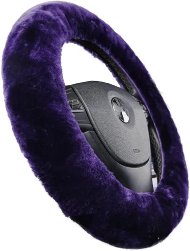 Miniatura 25 de OGLAND - Funda para volante de automóvil de lana de oveja esponjosa suave y esponjosa para vehículo automotriz universal, para mujer y hombre, 14