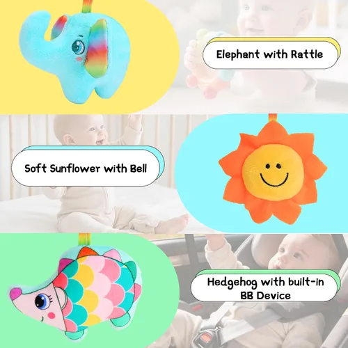 Miniatura 4 de Juguetes de asiento de coche en espiral para bebés, 0-6 meses, asiento de automóvil, juguetes sensoriales colgantes para cochecito, accesorios