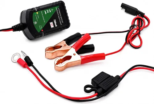Miniatura 2 de Unocho Cargador de batería de 12 V 750 mA Mantenedor automático de goteo y flotador para baterías de plomo-ácido, desconexión rápida SAE con clips